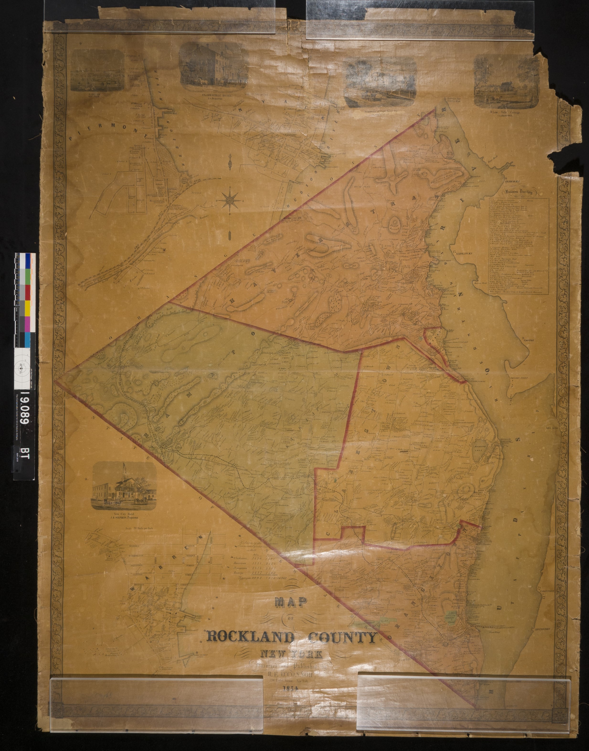 1854 Map of Rockland County, NY, before treatment