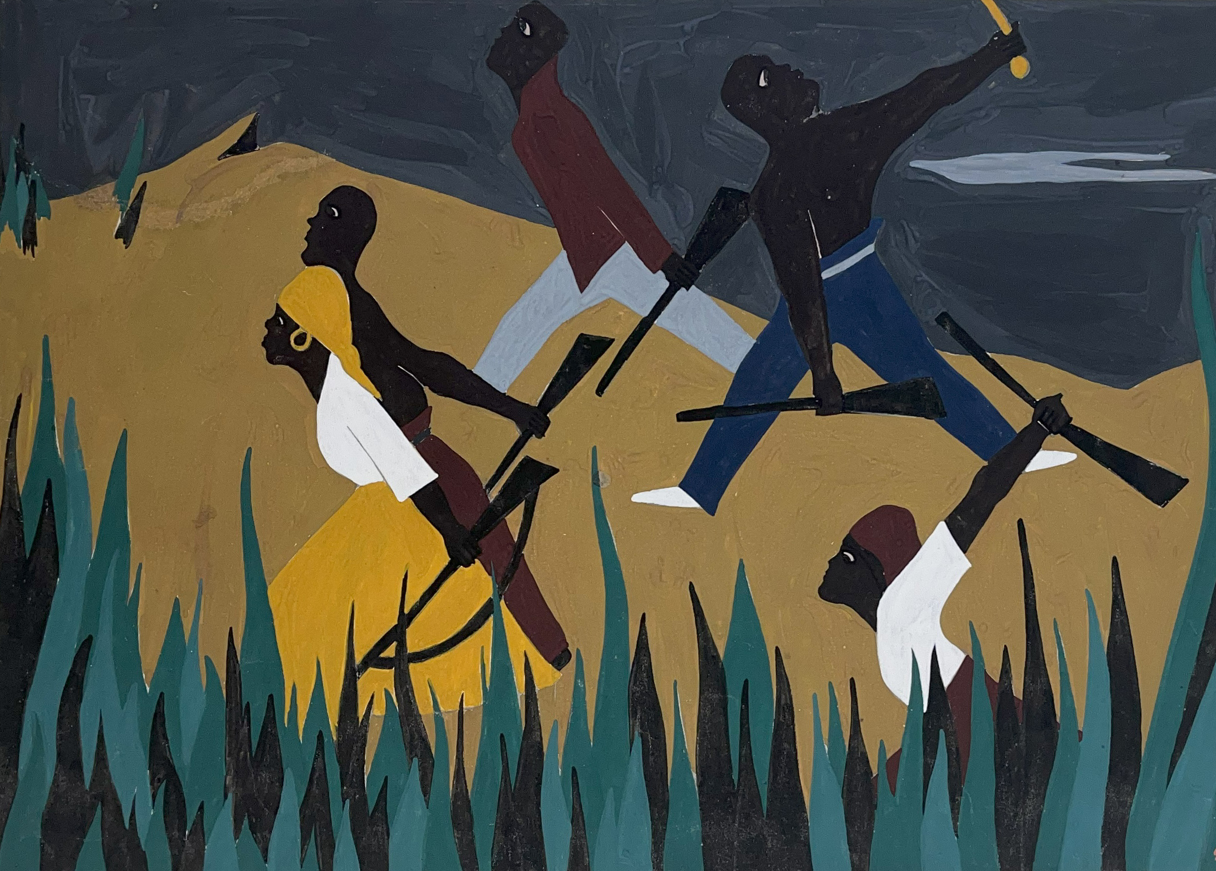detail of another painting in the series depicting a scene from the Haitian Revolution