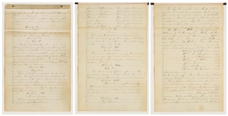 Digitally-captured images of the 1896 charter for the Monday Club, the oldest African American organization in continuous service in the United States