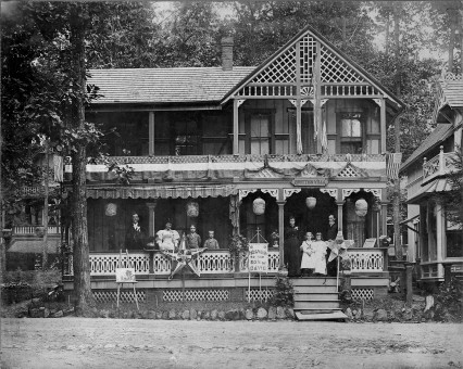 1892 photograph of Britten and family with lanterns