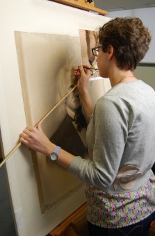 Conservator inpainting losses at easel