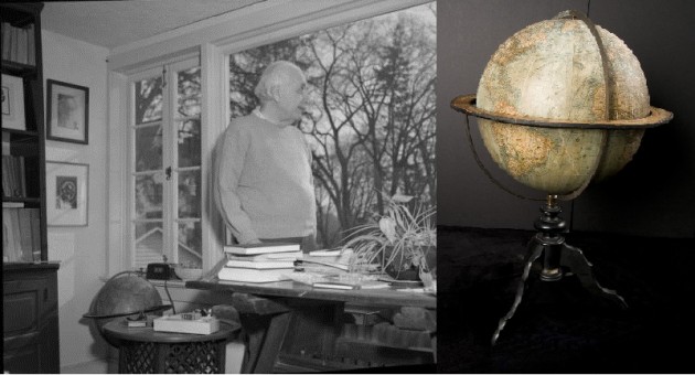 Einstein in his study and his globe