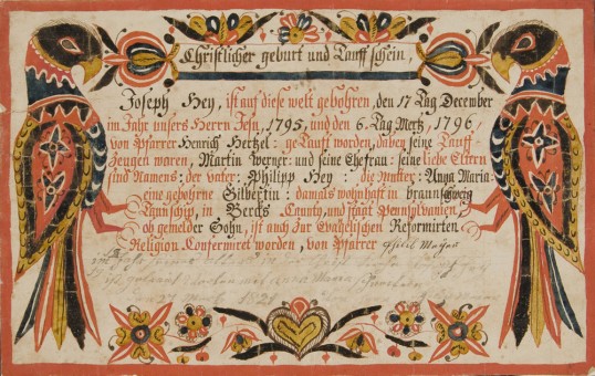 Fraktur belonging to Philip and Muriel Berman Museum of Art