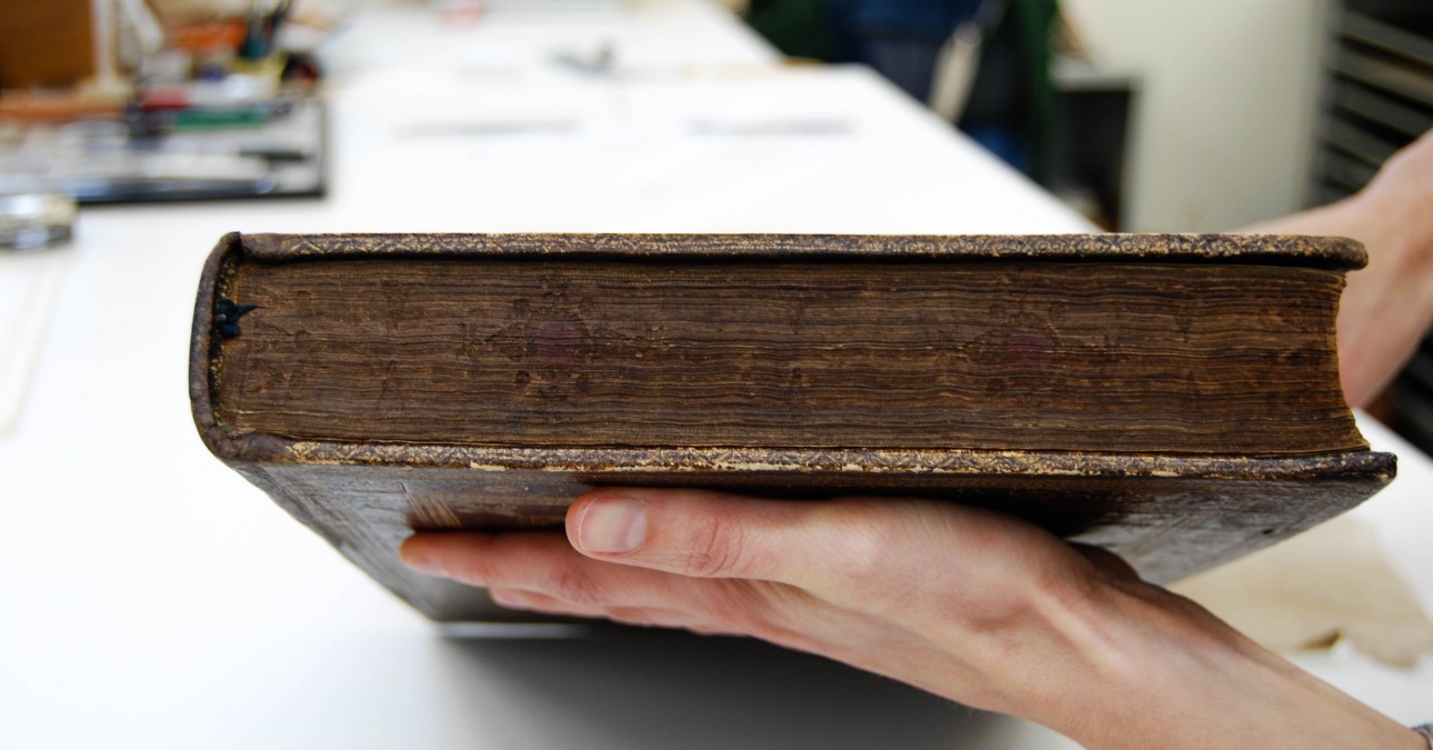 Gauffered edge of a 1629 Book of Common Prayer