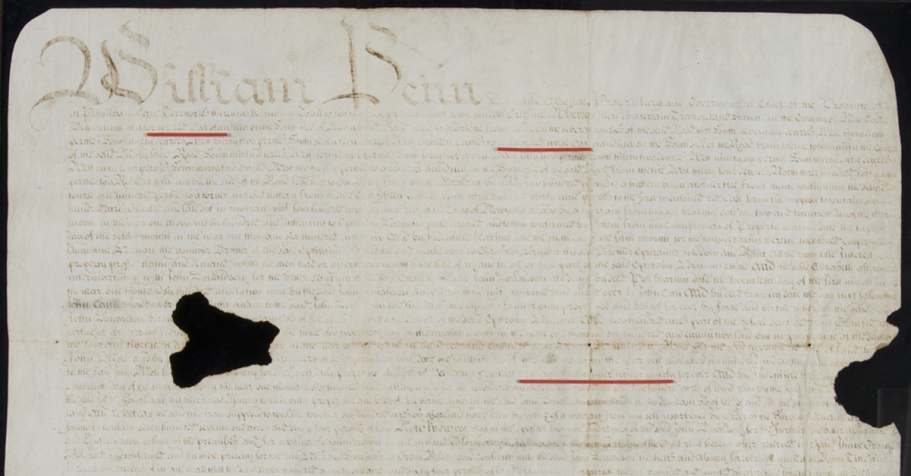 1701 land deed signed by William Penn