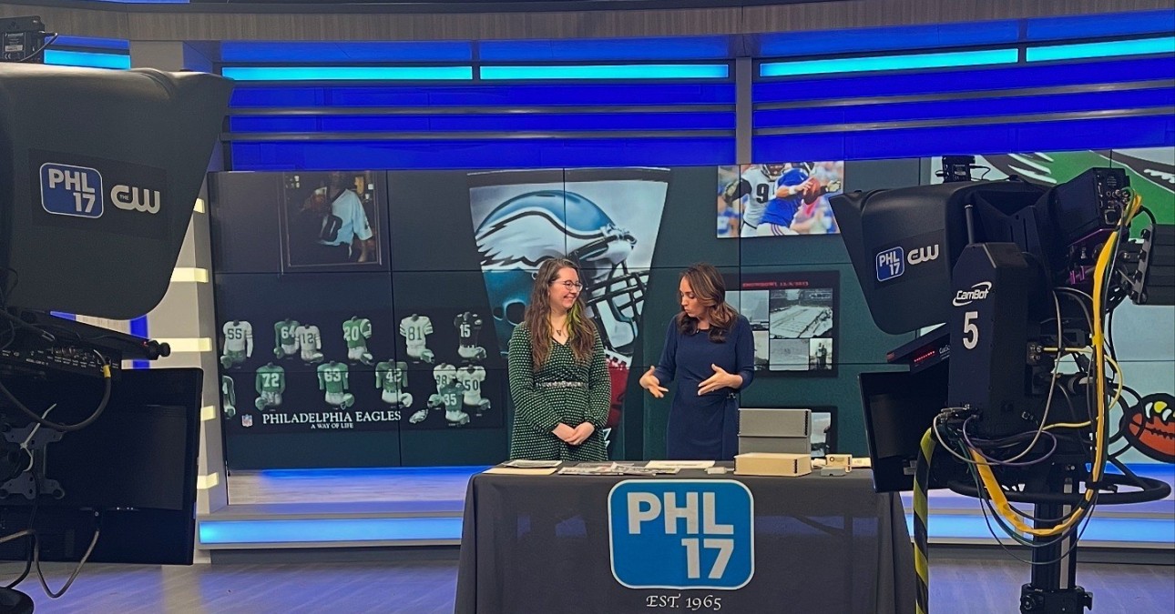 CCAHA Paper Conservator Chloe Houseman present preservation tips on TV station PHL17