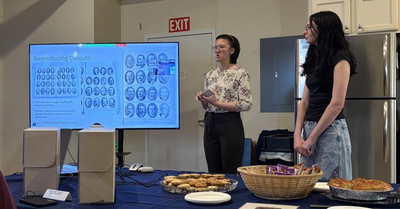 Terra and Sophia present in front of a tv screen about their co-op experience.
