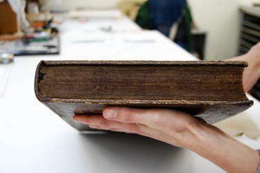 Gauffered edge of a 1629 Book of Common Prayer