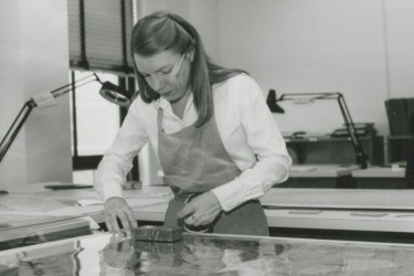 Mary Schobert working in the lab, early 80s