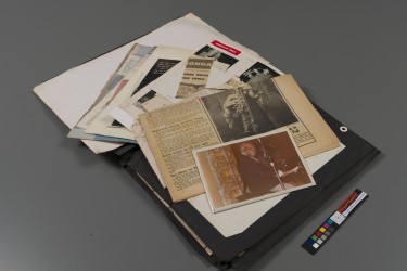 Montage of items from Count Basie's family scrapbooks